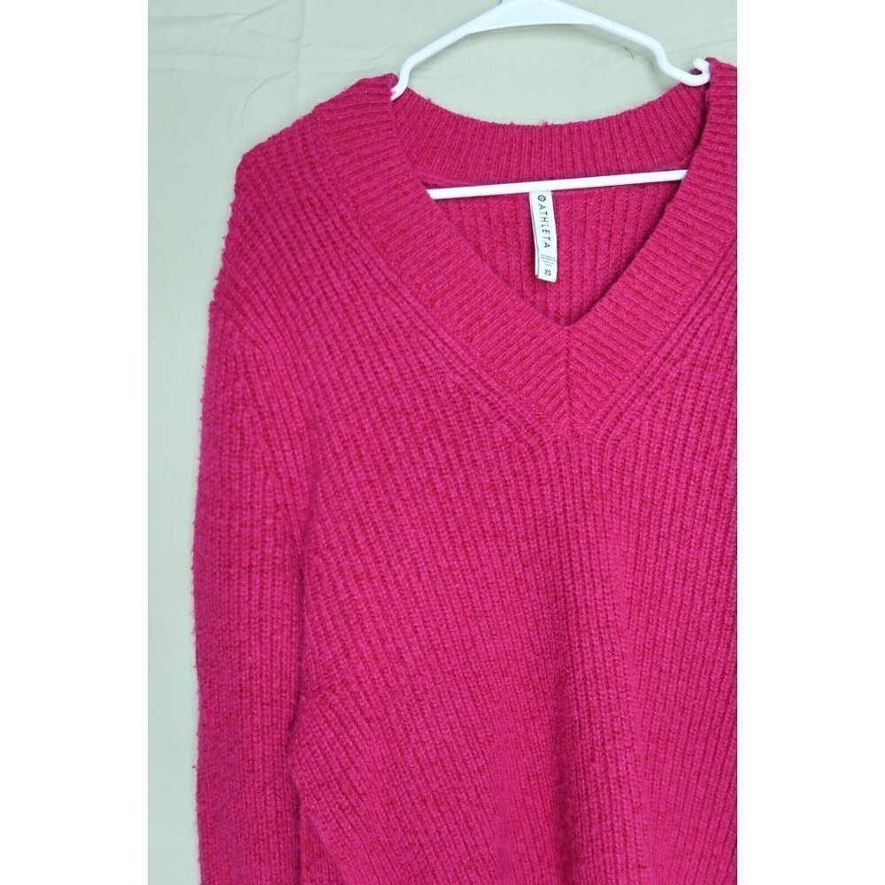 Athleta Shasta Tunic Sweater Chunky Oversized Pink High Low Wool Blend Size XS - Picture 3 of 13